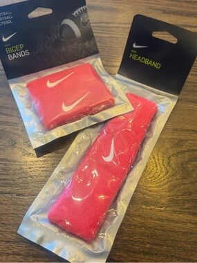 Nike Pink Athletic Headband and Bicep Bands Set